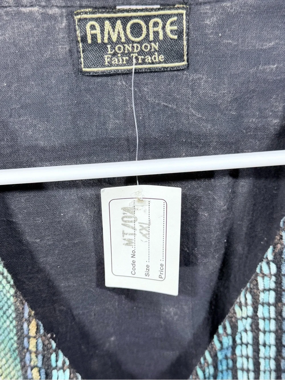 Amore London Fair Trade Woven Stripe Button Front Vest XXL